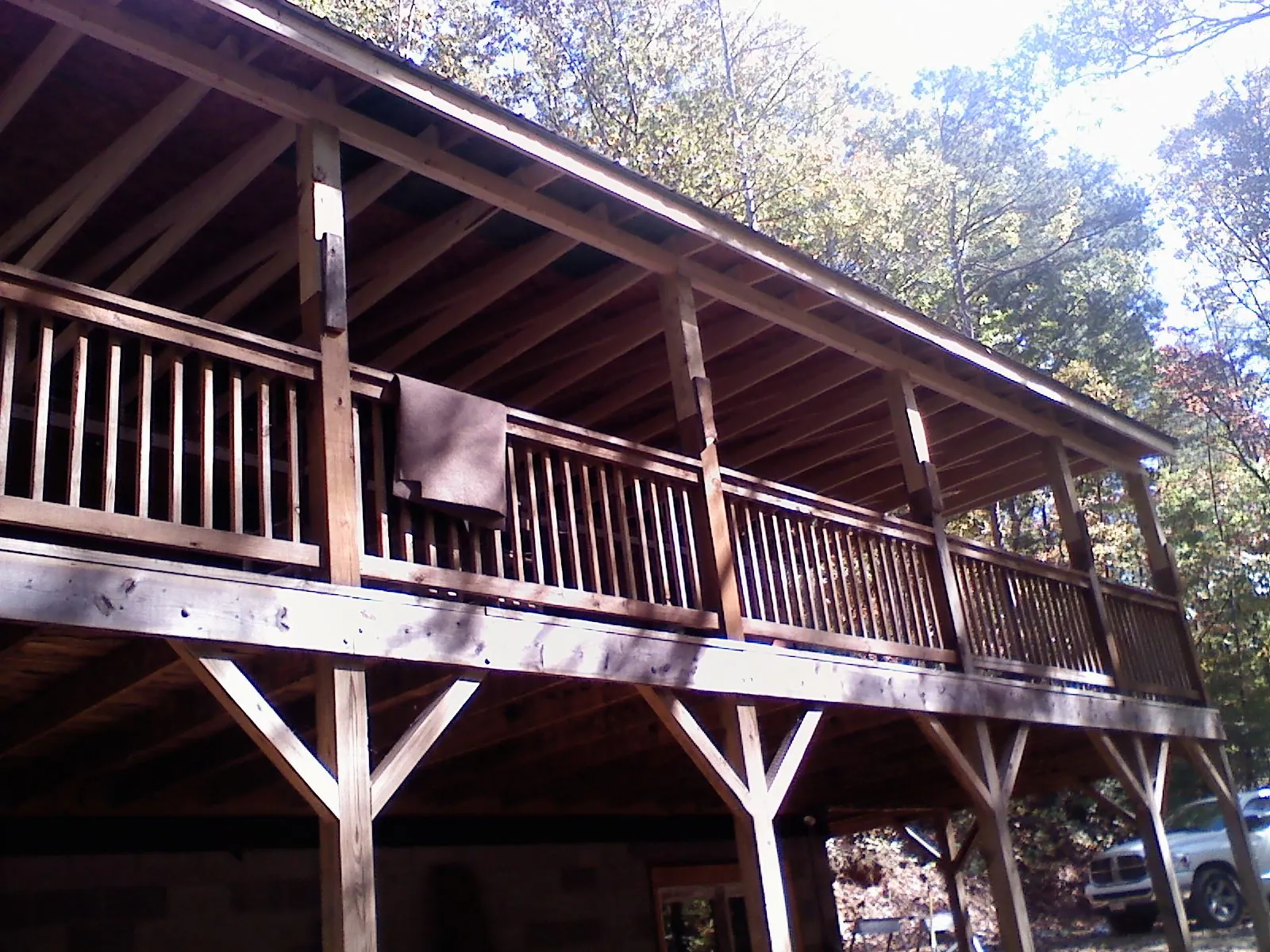 Timber framing under a new elevated porch and deck — Roof Leak Repair in Binger by Roofing Brothers